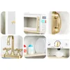 Collage of close-up shots of a children's wooden play kitchen. Produktbild-Vorschau