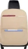 The back of a car seat organizer in beige, with a burgundy wallet and a blue folder inserted into its pockets. Podgląd zdjęcia produktu