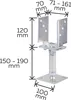 A diagram of a U-shaped post support with dimensions indicated. Náhled obrázku produktu