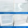 A collage of four images showing different features of a refrigerator. Produktbild-Vorschau