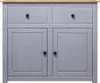 A front view of a gray sideboard with a wooden top. Náhled obrázku produktu