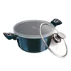 A dark blue pot with a clear glass lid and silver handles, set against a white background. Podgląd zdjęcia produktu