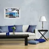 Wallario Poster mit Fenster-Illusion: Einsame Bank am Meer Produktbild-Vorschau 3
