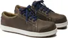 A pair of brown Birkenstock safety shoes with blue laces on a white background. Produktbild-Vorschau