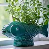 Bloomingville Blumentopf HIRO Grün FISCH Übertopf 43x19 cm Produktbild-Vorschau 1