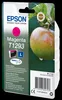 The image shows the retail packaging of an Epson T1293 magenta ink cartridge, featuring a close-up of an apple on a branch. Voir les images du produit