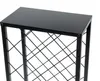A close-up view of the top section of a black metal wine rack. Produktbild-Vorschau