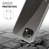 A close-up shot of a transparent phone case on a cracked tile surface, with text overlay indicating drop protection. Anteprima dell’immagine prodotto