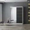 Schwebetürenschrank Kleiderschrank 150 cm Weiß/Schwarz mit Produktbild-Vorschau 1