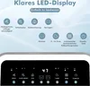 A close-up view of an electronic device's control panel and a marketing graphic illustrating its features. Produktbild-Vorschau