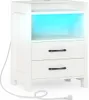 Stolik nocny z oświetleniem LED i stacją ładującą, 2 Podgląd zdjęcia produktu 1