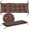 A brown tufted cushion is shown from two angles, with a close-up inset showing water droplets on the fabric. Anteprima dell’immagine prodotto