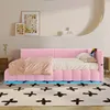 A pink upholstered daybed with LED lighting and bedding in a bedroom setting. Náhled obrázku produktu