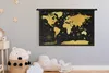 MuchoWow® Wandteppich Wandbehang Weltkarte - Gold - Schwarz Produktbild-Vorschau 3