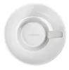 A white espresso cup and saucer are shown from a top-down view, with the cup inverted on the saucer. Produktbild-Vorschau