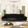 vidaXL Schlafsofa 2-Sitzer mit 2 Kissen Schwarz Samt Produktbild-Vorschau 2