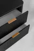 A close-up view of two drawers of a black cabinet with gold handles. Anteprima dell’immagine prodotto