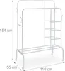 Portaabiti Relaxdays, doppia barra con rotelle e ripiani, A Anteprima dell’immagine prodotto 4