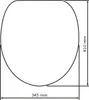 A diagram showing the dimensions of a toilet seat. Produktbild-Vorschau
