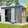 Metall Gerätehaus mit Holzunterstand Garten Brennholzlager Produktbild-Vorschau 1