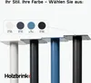 Four table legs of different colors are displayed with color swatches above them. Produktbild-Vorschau