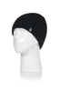 A black knitted beanie on a white mannequin head. Produktbild-Vorschau
