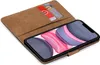 A book-style phone case with credit card slots, holding a smartphone. Produktbild-Vorschau