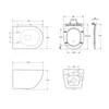Technical drawings and dimensions of a toilet set. Podgląd zdjęcia produktu