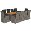 11-tlg. Garten-Essgruppe mit Kissen Grau Poly Rattan Produktbild-Vorschau 1