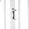 A close-up view of a white baby gate latch mechanism. Náhľad obrázku produktu