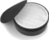 A round air purifier filter with a black foam pre-filter lid slightly ajar. Produktbild-Vorschau