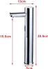 A chrome-plated automatic faucet with dimensions indicated by red lines and text. Podgląd zdjęcia produktu