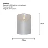 A silver LED candle with a flame is shown on a white background, with dimensions indicated. Podgląd zdjęcia produktu