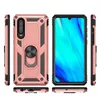 Multiple views of a rose gold phone case with a built-in ring stand, shown from the back, front, and sides. Produktbild-Vorschau