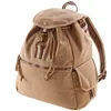 A tan canvas backpack with brown accents is shown against a white background. Voir les images du produit