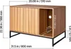 A diagram showing the dimensions of a wooden cabinet with a sliding door and an open compartment. Produktbild-Vorschau