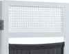 Close-up of a white room divider with a cane pattern and a dark gray fabric curtain. Náhľad obrázku produktu