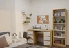 A bedroom or study area with a desk, chair, and bookshelf. Podgląd zdjęcia produktu