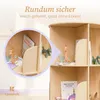 A wooden children's bookshelf with decorative items and books. Produktbild-Vorschau