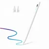 A white stylus pen is shown on a white background, with a colorful wavy line drawn on the surface. Produktbild-Vorschau