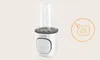A white baby bottle warmer with a digital display and a clear plastic lid, shown against a light beige and white background. A circular graphic with a thermometer and wavy lines is to the right. Anteprima dell’immagine prodotto