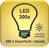 A marketing graphic showing a light bulb icon with text indicating LED and specifications. Produktbild-Vorschau