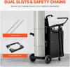 A welding cart with a gas cylinder secured by chains and a holder for two gas cylinders. Produktbild-Vorschau