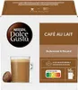 A box of Nescafé Dolce Gusto Café au lait coffee capsules, with a glass of coffee and a single capsule shown. Produktbild-Vorschau