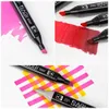 A collage of images showing RAGI alcohol markers in use and swatched on paper. Produktbild-Vorschau