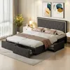 Doppelbett 160x200 cm, LED-Kopfteil, Polsterbett mit 4 Produktbild-Vorschau 2