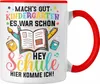Trendation - Tschüss Kinderkarten Hallo Grundschule Tasse Produktbild-Vorschau 1
