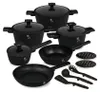 A collection of black cookware and kitchen utensils arranged on a white background. Náhled obrázku produktu