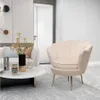 Poltrona "Floria" in velluto - 75 x 68 x 77,5 cm - Beige Anteprima dell’immagine prodotto 2
