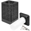 A black decorative solar lantern with a white LED light insert and a metal clip are shown against a white background. Podgląd zdjęcia produktu